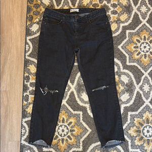 Free People Black Ankle Cropped Jeans Modern Style